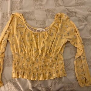 Floral Smocked Yellow Blouse